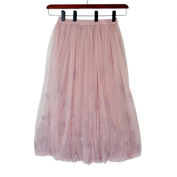 Anthropologie Blossom Bubble Lavender and Pink Tulle Midi Skirt Medium - Picture 5 of 11